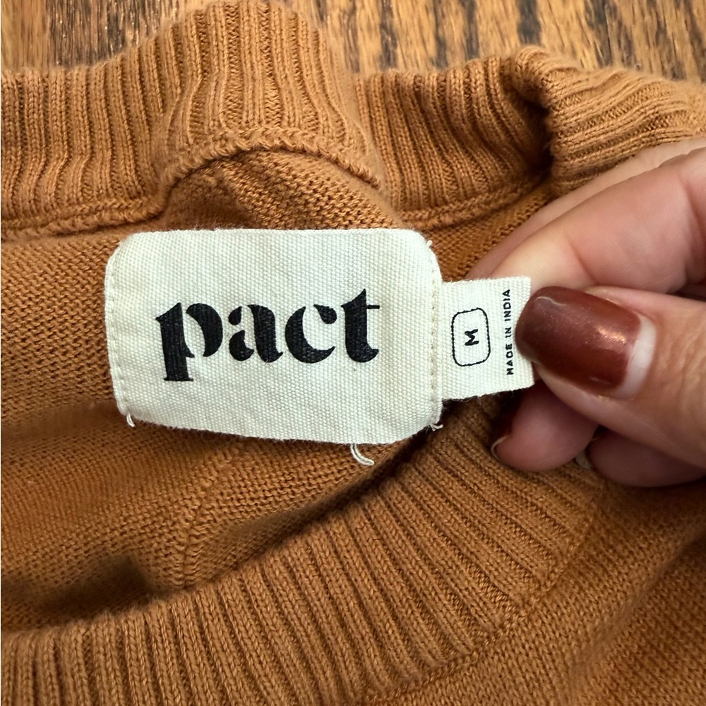 Pact 100% Organic Cotton Crew Neck Sweater – Rust Brown Size Medium - Picture 3 of 8